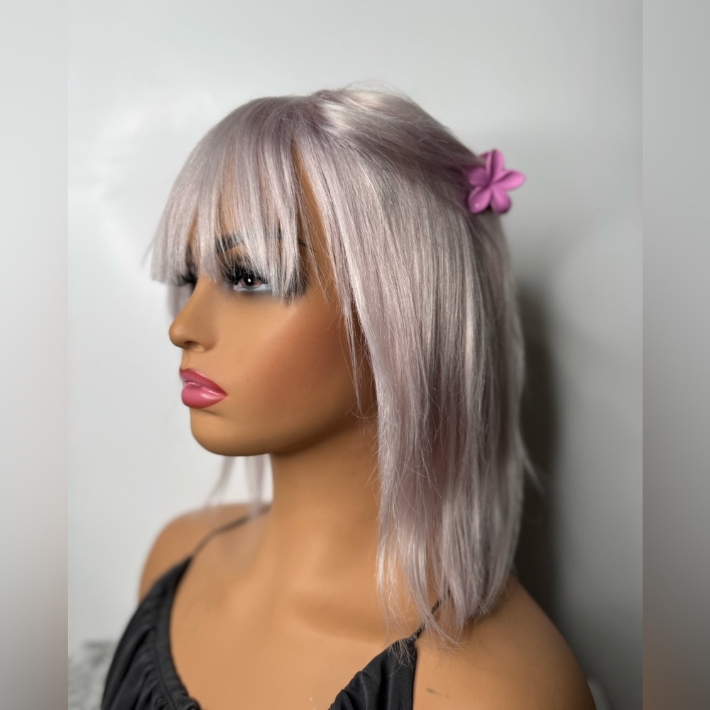 Elegant Silver Wig Human Hair